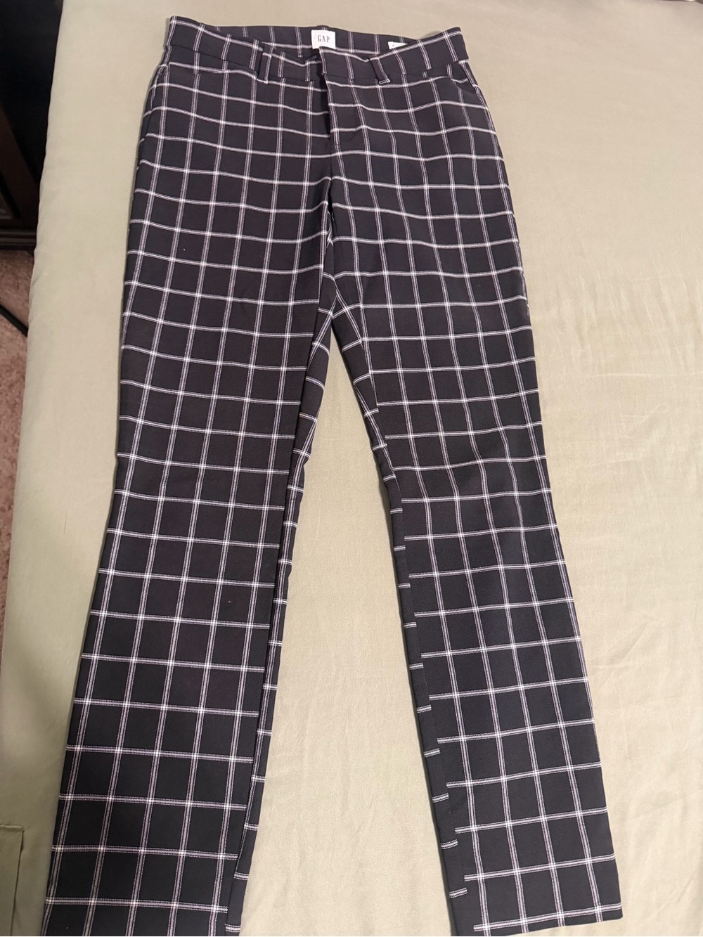 GAP Black Windowpane Stretch Chinos